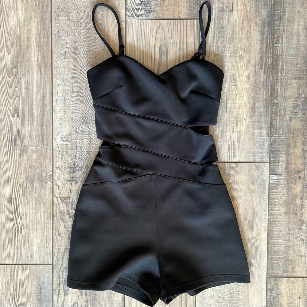 XS Bebe LBD Style Black Romper with Side Cut-Outs